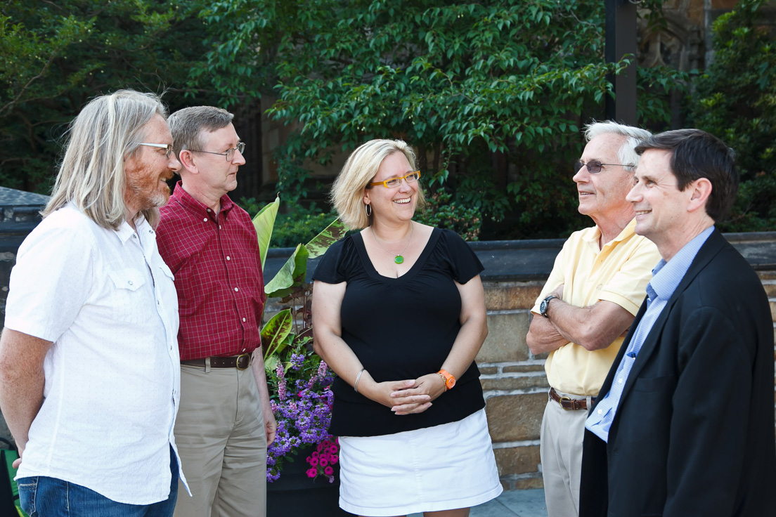 National University Advisory Council at the Intensive Session, July
2011. (Left to right: W. Mark Saltzman, New Haven; Thomas M. Leitch,
New Castle County; Ann M. Fox, Charlotte; Paul H. Fry, New Haven;
and Rogers M. Smith, Philadelphia.)