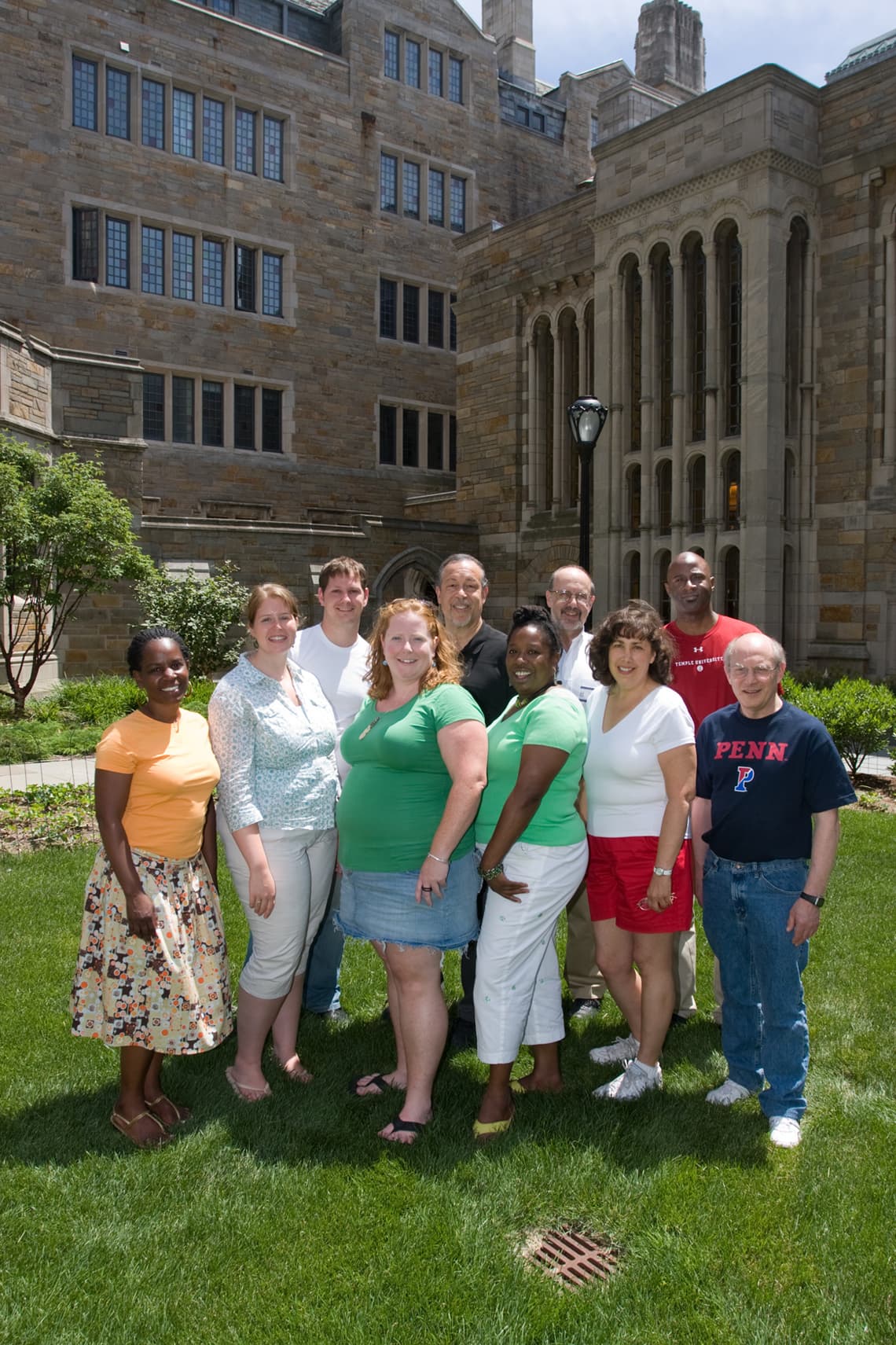 Philadelphia Team at the Intensive Session, July 2008. (Left to right: National Fellows Karen L. Brinkley and Meagan C. McGowan; Thomas Gaffey, Mathematics Teacher, School District of Philadelphia; National Fellow Elizabeth M. Harvey; director Alan J. Lee; National Fellow Bonnee L. Breese; Peter Conn, Professor of English, University of Pennsylvania; National Fellows Deborah Samuel, Samuel A. Reed and Stuart Surrey.)