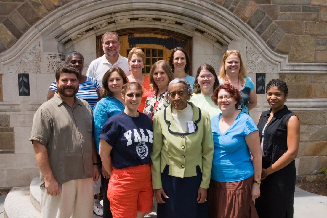 Pittsburgh Team at the Intensive Session, July 2008. (Left to right: Vagel Keller, Visiting Professor of History, Carnegie Mellon University; National Fellow Stephanie Louise Johnson; Joseph Wister, Associate Professor of Psychology and Karen Goldman, Associate Professor of Spanish and Cultural Studies, Chatham University; National Fellows Ronni Esther Rossman and Patricia Lee Marasco; Judith R. Hallinen, Assistant Vice Provost for Educational Outreach, Carnegie Mellon University; director Helen S. Faison; National Fellow Kristen Kurzawski; Charlotte E. Lott, Associate Professor of Economics and Management, Chatham University; National Fellows Elouise E. White-Beck, Vivienne Fae Bartman and Zuri M. Bryant.)