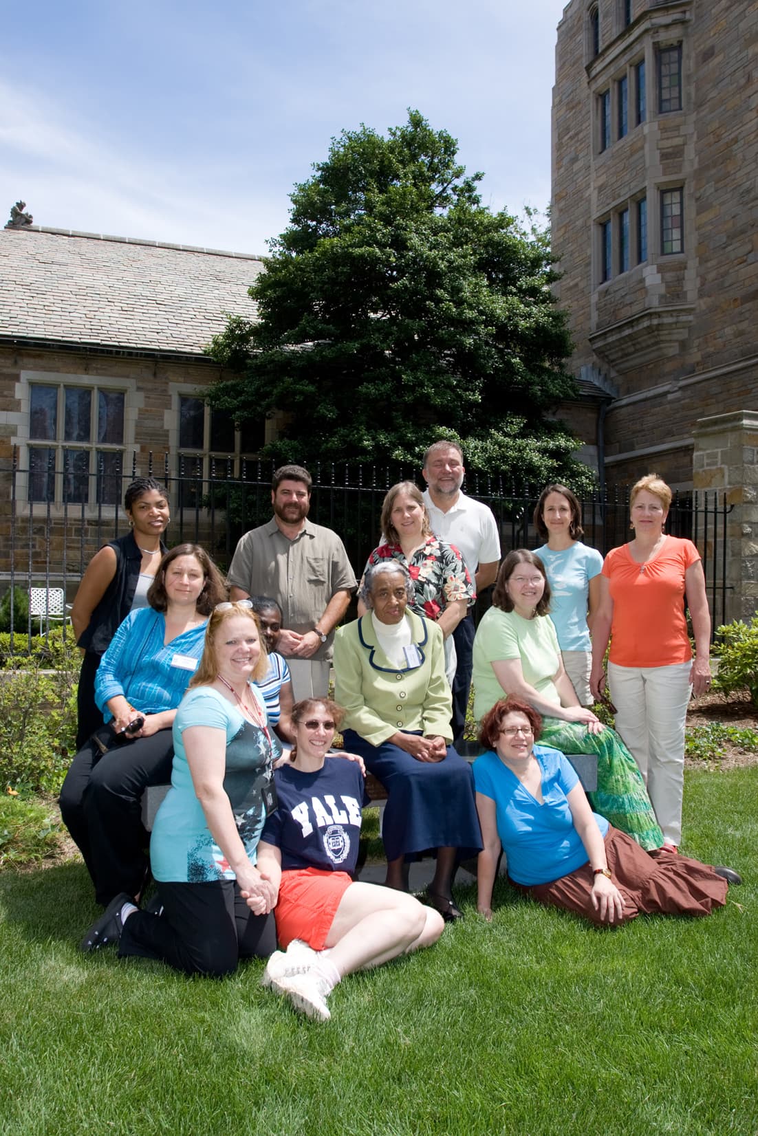 Pittsburgh Team at the Intensive Session, July 2008. (Front row, left to right: National Fellows Vivienne Fae Bartman, Ronni Esther Rossman and Elouise E. White-Beck; middle row: Karen Goldman, Associate Professor of Spanish and Cultural Studies, Chatham University; National Fellow Stephanie Louise Johnson; director Helen S. Faison; Charlotte E. Lott, Associate Professor of Economics and Management, Chatham University; back row: National Fellow Zuri M. Bryant; Vagel Keller, Visiting Professor of History, and Judith R. Hallinen, Assistant Vice Provost for Educational Outreach, Carnegie Mellon University; Joseph Wister, Associate Professor of Psychology, Chatham University; National Fellows Kristen Kurzawski and Patricia Lee Marasco.)