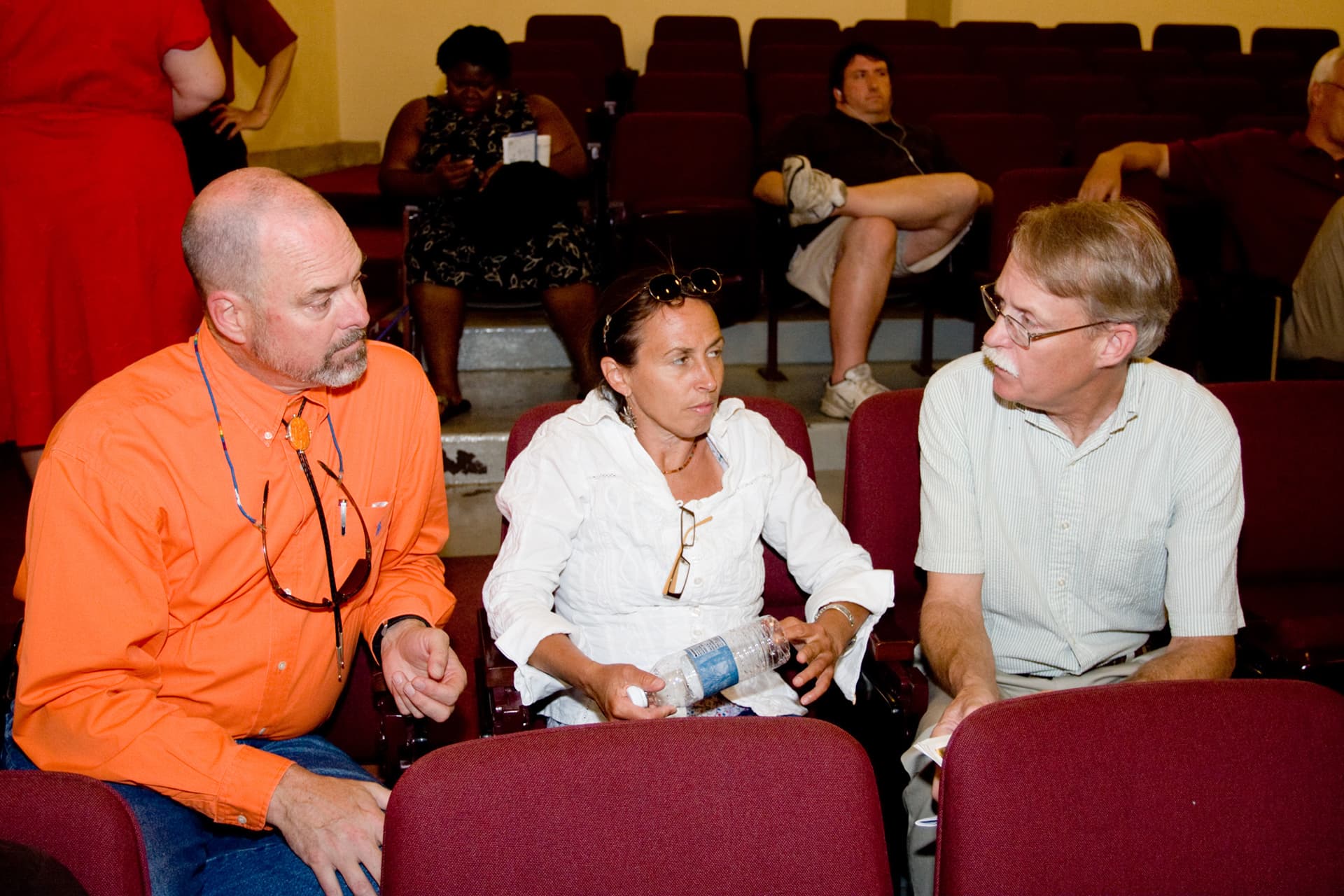 Plenary Session on the Teachers Institute Approach at the Intensive Session, July 2008. (Left to right: National Fellows Jeffrey C. Davis, Joan Henderson and Kennan Eugene Girdner, all of Santa Fe.)