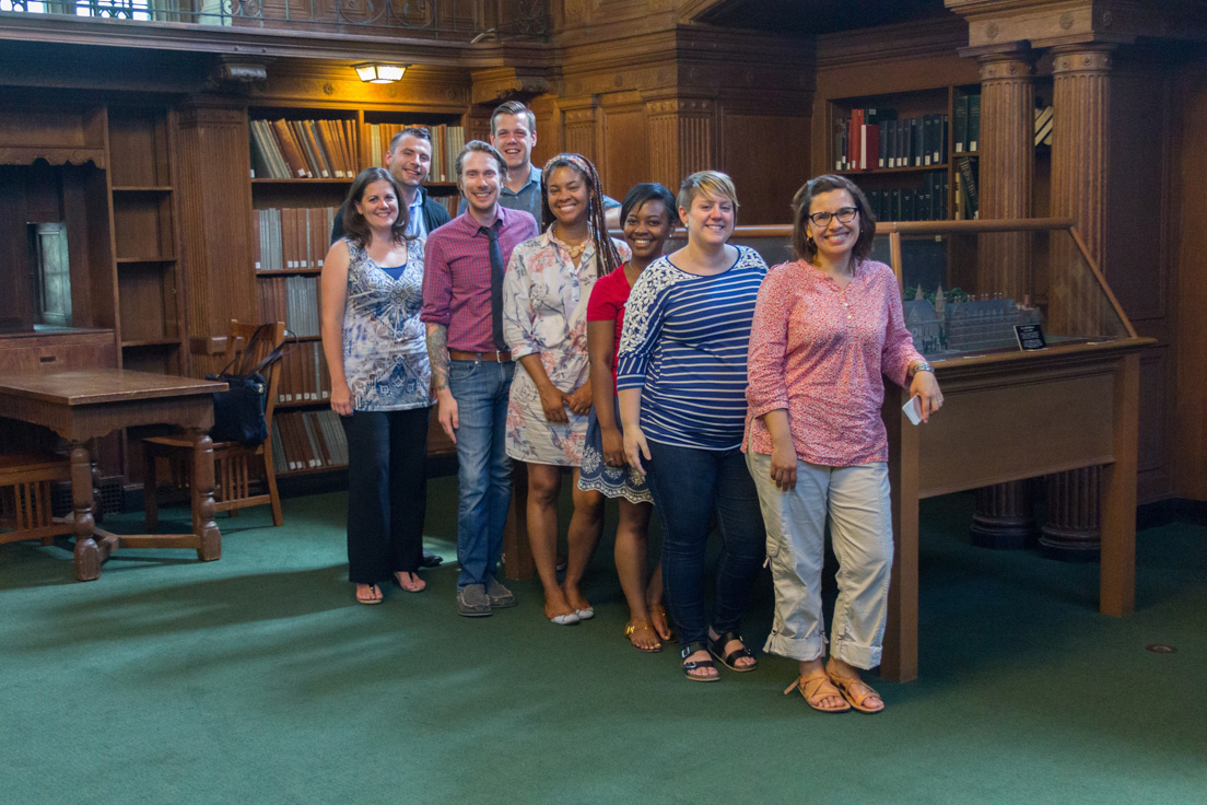 Chicago Team at the Intensive Session, July 2016. (From left to right: National Fellows Maureen Becker, Brandon Barr, Jeffrey Rossiter, Aaron Bingea, Carla Jones, Ashley Pate, Amanda Snow, and Mary C. Moreno.)