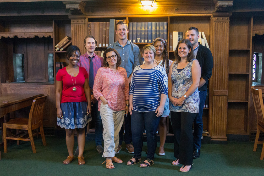 Chicago Team at the Intensive Session, July 2016. (From left to right: National Fellows Ashley Pate, Jeffrey Rossiter, Mary C. Moreno, Aaron Bingea, Amanda Snow, Carla Jones, Maureen Becker, and Brandon Barr.)