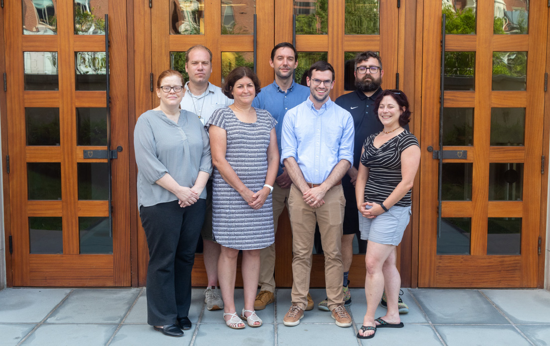 Richmond Team at the Intensive Session, July 2022. (From left to right: National Fellows Amy M. McIntosh, Bradford W. Pearce, Valerie J. Schwarz, Stephen Straus, Eric J. Lindley, Andrew K. Maples, and Emily D. Turner.)