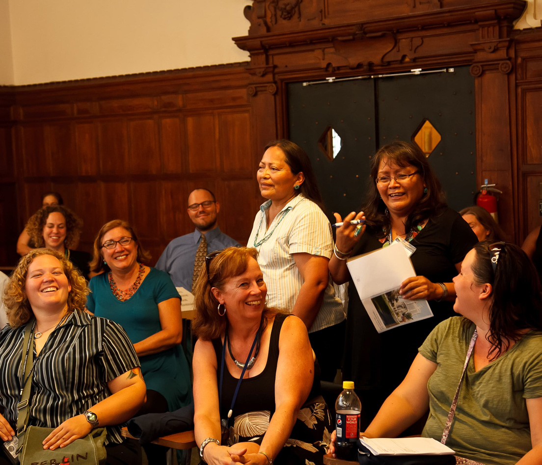 Town Hall Meeting on Developing and Sustaining a
Teachers Institute at the Intensive Session, July 2011.
(Standing: National Fellows Jolene R. Smith and Marilyn
J. Dempsey, Din? Nation.)