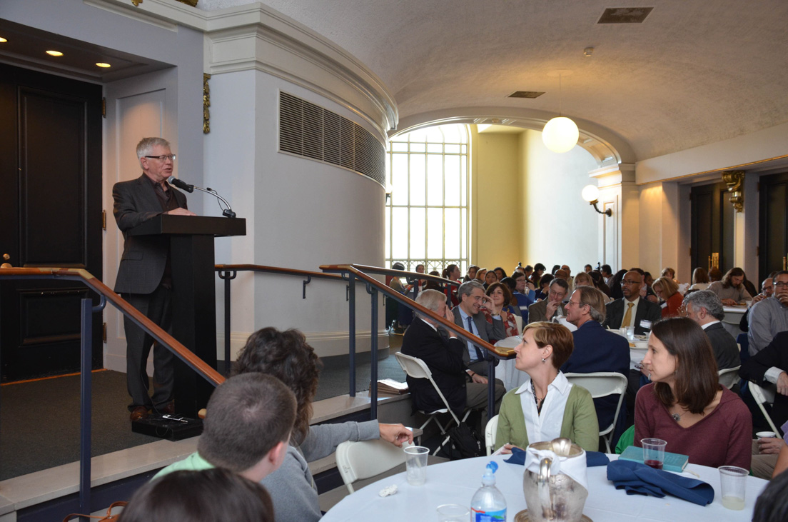 Welcoming remarks at the Annual Conference, October 2012. (Standing: Gary L. Haller, Henry Prentiss Becton Professor of Engineering and Applied Science, Yale University.)