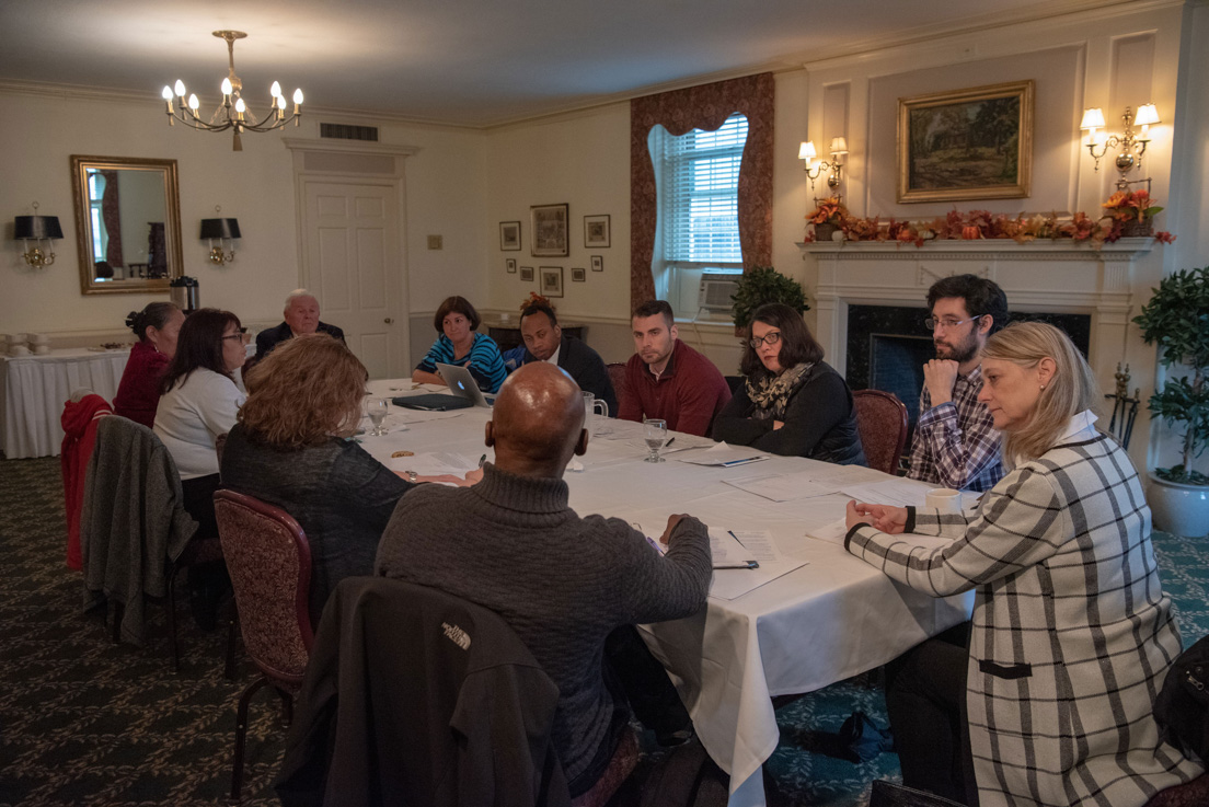 National Steering Committee and School District Representatives at the Annual Conference, October 2018. Clockwise from left to right: Jolene R. Smith (Diné Nation), Director James R. Vivian, Valerie J. Schwarz (Richmond), Sean Means (Pittsburgh), Brandon Barr (Chicago), Barbara A. Prillaman (Delaware), Zachary Meyers (District of Columbia), Carol P. Boynton (New Haven), Cristobal R. Carambo (Philadelphia), Krista B. Waldron (Tulsa), Vanessa Vitug (San José).