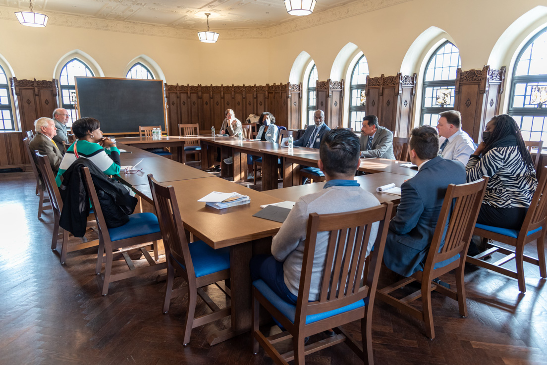 School Officials Caucus on ways that the Yale National Initiative and local Teachers Institutes can assist school districts by supporting and helping to retain teachers in the Humanities and in STEM fields, with the goal of a more equitable distribution of effective teachers in high-poverty, high-minority schools at the Annual Conference, October 2022.