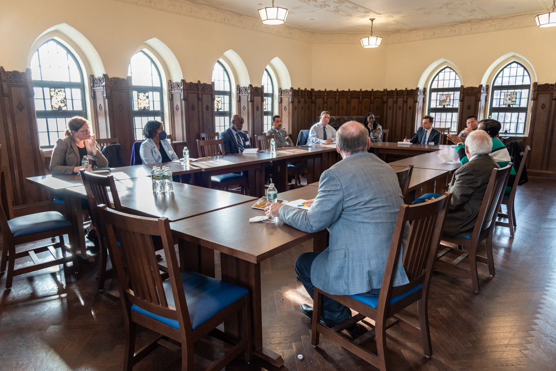 School Officials Caucus on ways that the Yale National Initiative and local Teachers Institutes can assist school districts by supporting and helping to retain teachers in the Humanities and in STEM fields, with the goal of a more equitable distribution of effective teachers in high-poverty, high-minority schools at the Annual Conference, October 2022.