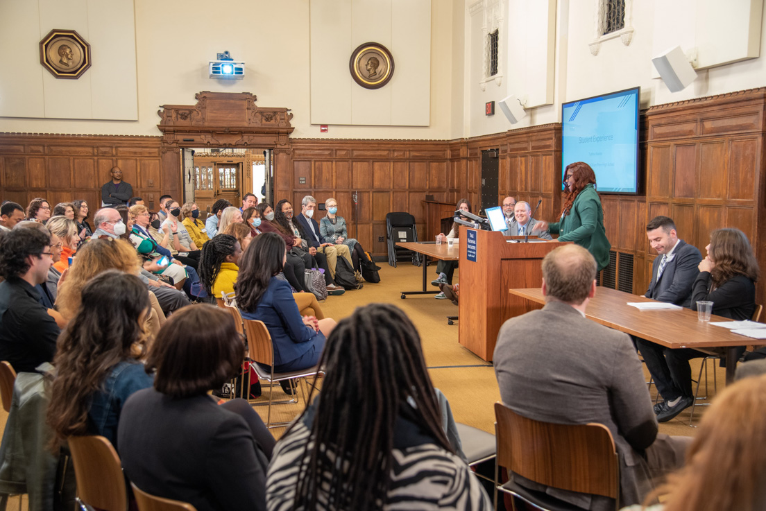 Tyshira Kearse, a student in the Colonial School District in Delaware, presents her work from a curriculum unit developed in a national seminar by National Fellow Michael A. Doody.