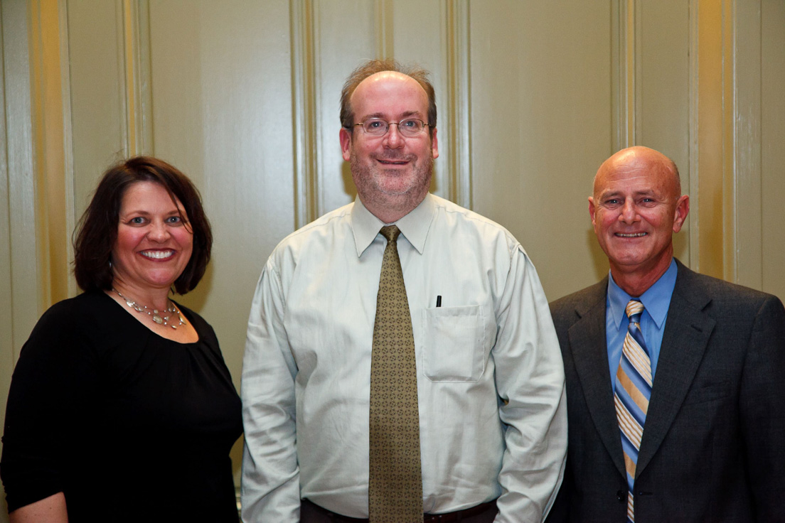 Delaware Team at the Annual Conference, October 2010. (From left to right: 
National Fellow Barbara A. Prillaman; Eric W. Rise, Associate Professor of Criminal Justice and Legal Studies, University of Delaware; and Raymond F. Theilacker, Director, Delaware Teachers Institute in New Castle County.)
