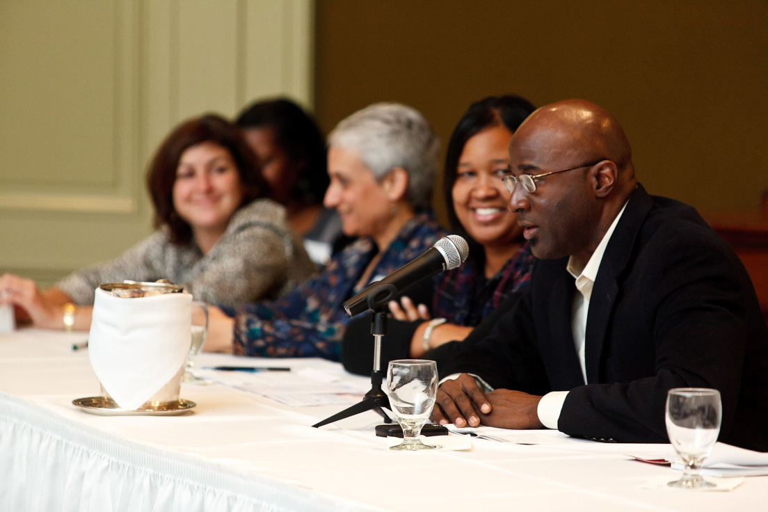 Opening Session at the Annual Conference, October 2010. (From left to right: National Fellows Valerie J. Schwarz, Richmond; Nancy Rudolph, New Castle County; Chante N. Givens, Richmond; and Samuel A. Reed, Philadelphia. )