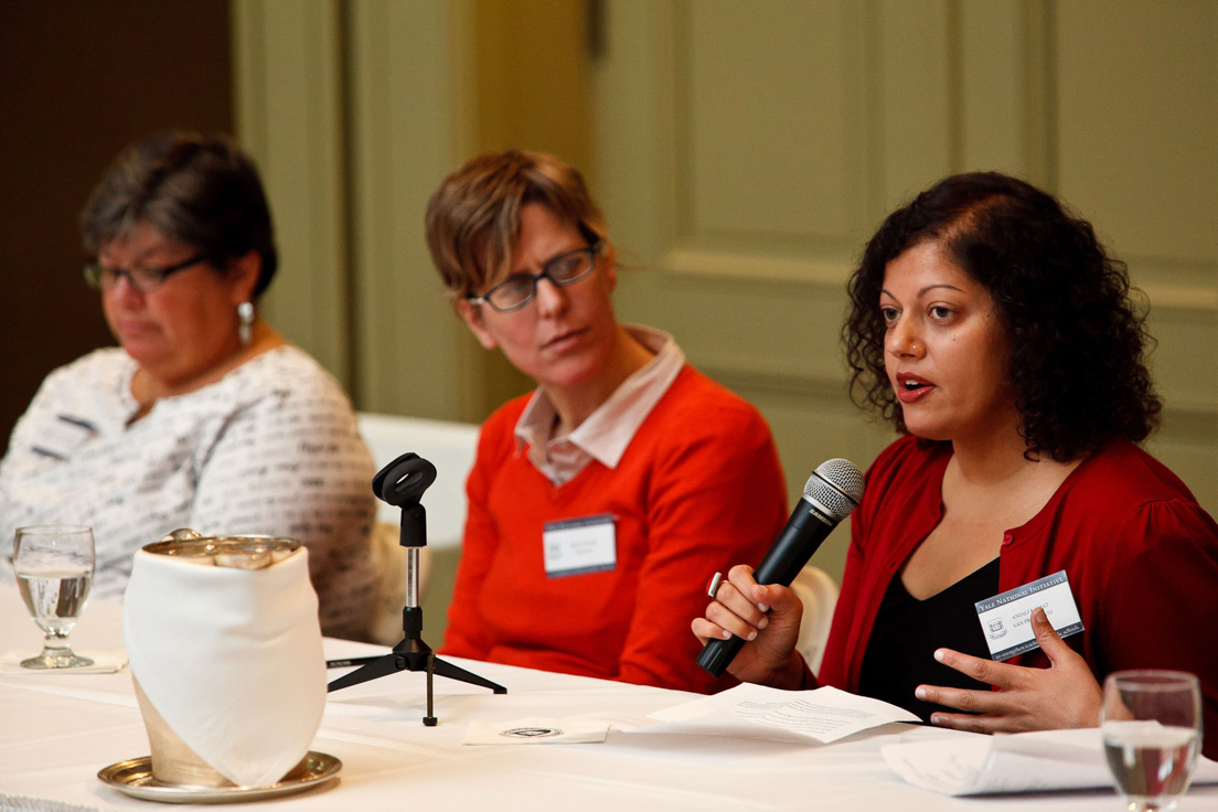 Opening Session at the Annual Conference, October 2010. (From left to right: National Fellows Deborah M. Fetzer, New Castle County; Molly Myers, Chicago; and Anjali R. Kamat, Emery Unified.)