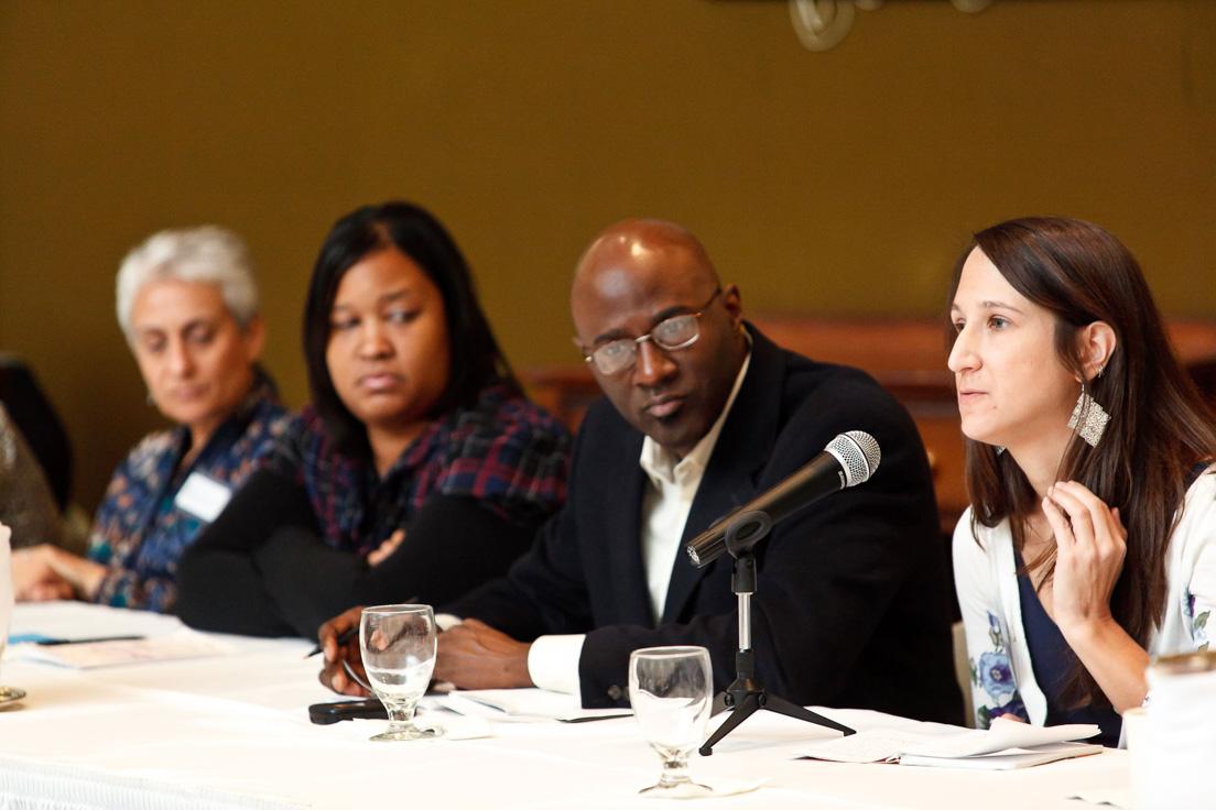 Opening Session at the Annual Conference, October 2010. (From left to right: National Fellows Nancy Rudolph, New Castle County; Chante N. Givens, Richmond; Samuel A. Reed, Philadelphia; and Kristen Kurzawski, Pittsburgh.)