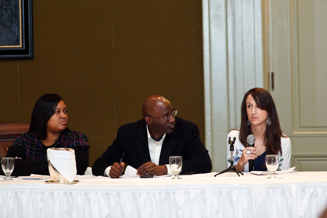 Opening Session at the Annual Conference, October 2010. (From left to right: National Fellows Chante N. Givens, Richmond; Samuel A. Reed, Philadelphia; and Kristen Kurzawski, Pittsburgh.)