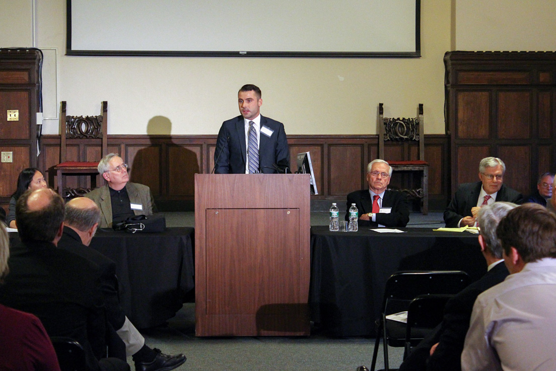 National Fellow Brandon Barr, an English Teacher at Nightingale Elementary School in Chicago, speaks at the “Goals for Humanities Education” panel at the 2015 Invitational Conference, October 30, 2015.