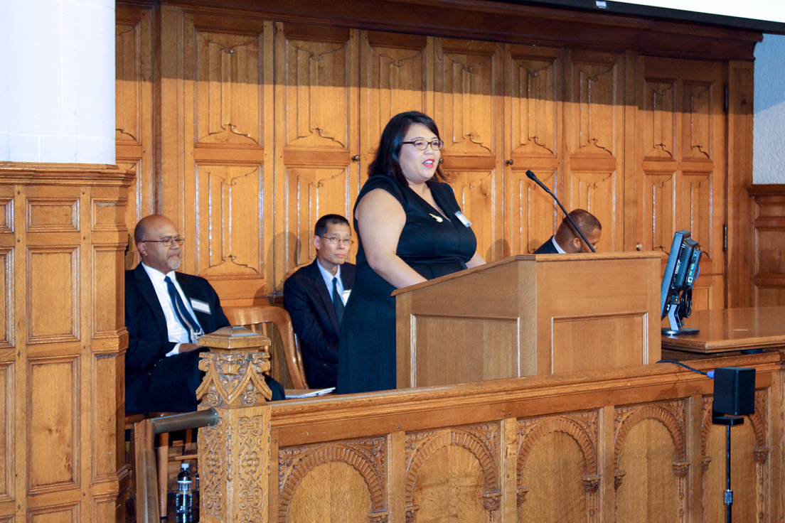 National Fellow Vanessa Vitug, a Science Teacher at Mt. Pleasant High School in San José, speaks at the “Goals for STEM Education” panel at the 2015 Invitational Conference, October 30, 2015.