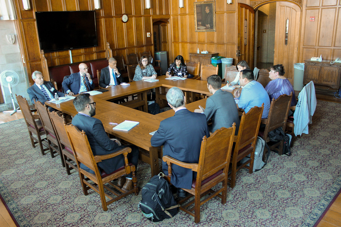 National Fellows, university faculty, and school officials participate in a break-out session entitled, “Implementing Standards in Mathematics,” led by Roger E. Howe, Professor Emeritus of Mathematics at Yale University and National Fellow Klint Kanopka, at the 2015 Invitational Conference, October 30, 2015. 