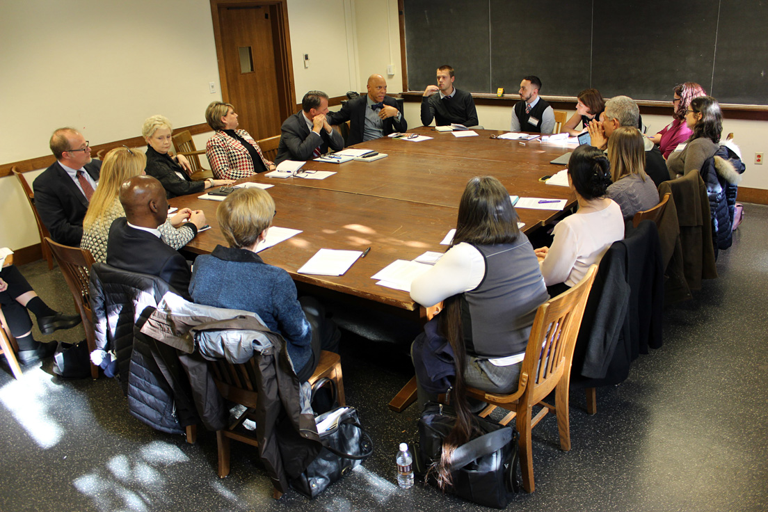 National Fellows, university faculty, and school officials participate in a break-out session entitled, “Exercising Teacher Leadership,” led by National Fellows Eric Maroney and Valerie J. Schwarz, at the 2015 Invitational Conference, October 30, 2015.