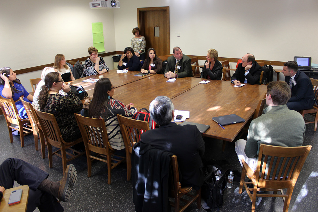 National Fellows, university faculty, and school officials participate in a break-out session entitled, “Engaging Students,” led by National Fellows Brandon Barr and Krista B. Waldron, at the 2015 Invitational Conference, October 30, 2015.