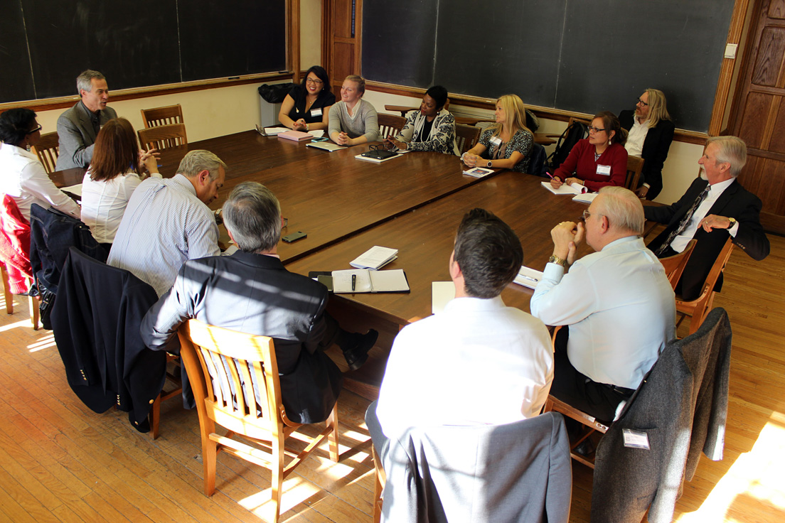 National Fellows, university faculty, and school officials participate in a break-out session entitled, “Implementing Standards in Mathematics,” led by Gary W. Brudvig, Professor of Chemistry at Yale University and National Fellows Vanessa Vitug and Sarah Schneider, at the 2015 Invitational Conference, October 30, 2015.