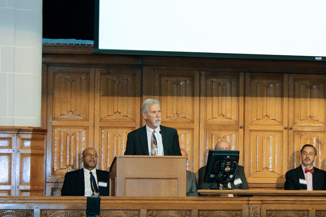 John A. Bartley, Interim Director of the Delaware Teachers Institute in New Castle County, speaks as part of the Delaware Teachers Institute Case-Study Panel at the 2015 Invitational Conference, October 30, 2015.