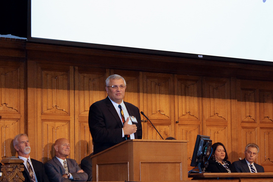 Mervin B. Daugherty, Superintendent of the Red Clay Consolidated School District, speaks as part of the Delaware Teachers Institute Case-Study Panel at the 2015 Invitational Conference, October 30, 2015.