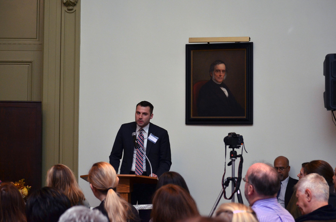 Panel "From National Seminars to Local Classrooms" at the Annual Conference, October 31, 2014. (Standing: National Fellow Brandon Barr, Chicago.)