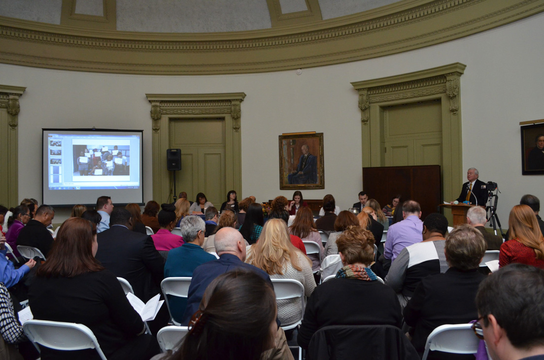 Panel "From National Seminars to Local Classrooms" at the Annual Conference, October 31, 2014. (Standing: James R. Vivian, Director, Yale National Initiative and Yale-New Haven Teachers Institute.)