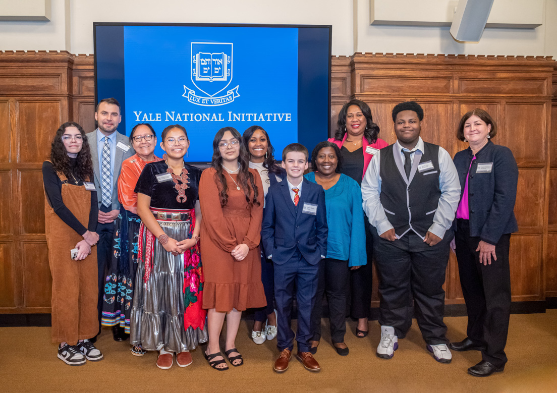 National Fellows and students present at the Annual Conference. From left to right: Layla Santiago, National Fellow Brandon Barr, National Fellow Cheryl Singer, Nashauni Laughter, Lluvia Sandoval-Lopez, National Fellow Debra Jenkins, Oliver Shamel, National Fellow Akela Leach, National Fellow Joanna Minott, Bryant Tyler, and National Fellow Valerie J. Schwarz.