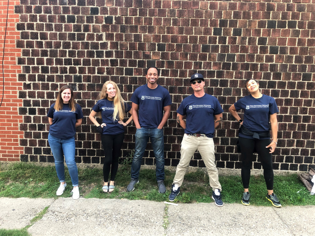 Pittsburgh Team in Pittsburgh, Pennsylvania, 2020. (From left to right: National Fellows Sara Conway, Jenna O’Neill, Sean Means, Jesse Baker, and Lauren Freeman.)