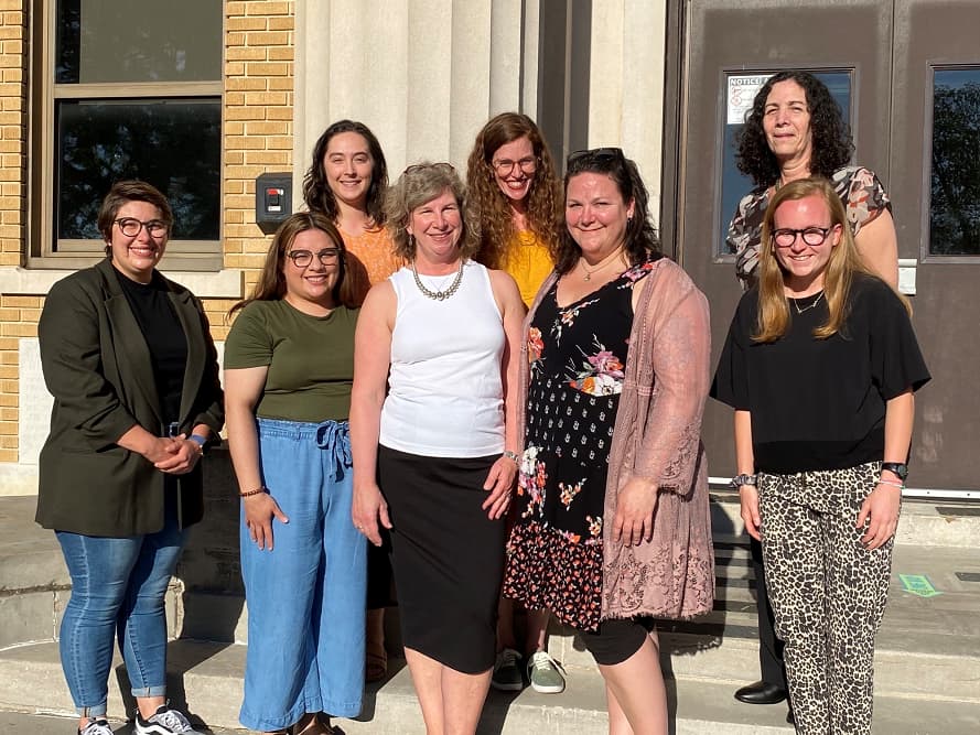 Tulsa Team in Tulsa, Oklahoma, 2021. (Front from left to right: National Fellows Christianna Loza, Cristina Mejia, Krista Waldron, Tina Berry, and Laura Grisham; back from left to right: National Fellows Sophia Alvarez, Tara Waugh, and Cinde Berkowitz.)