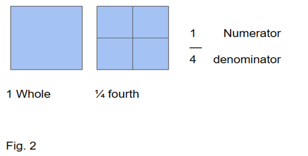 Whole sheet of paper, sheet of paper folded into fourths