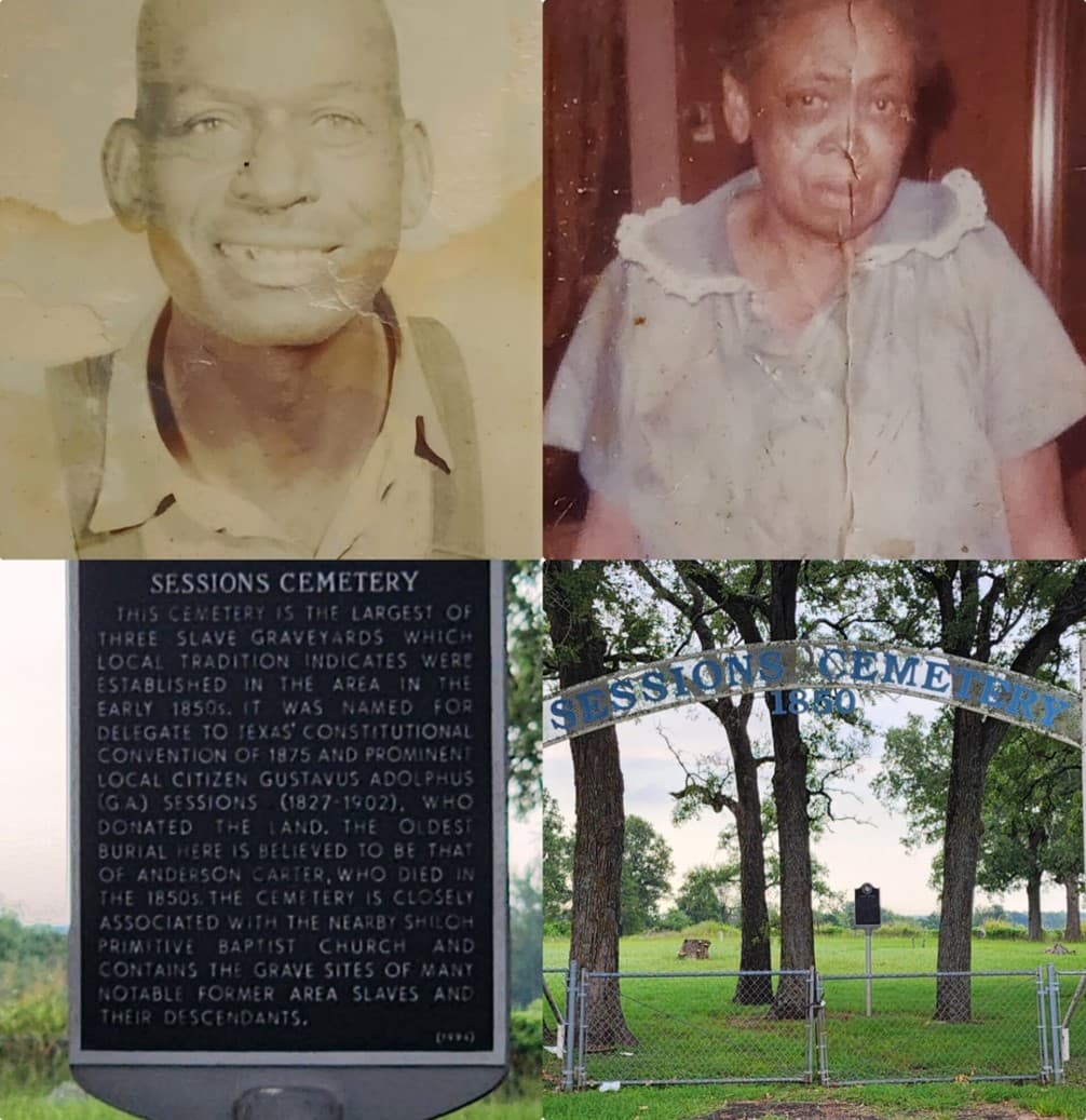 4 images of Black male and female cemetery