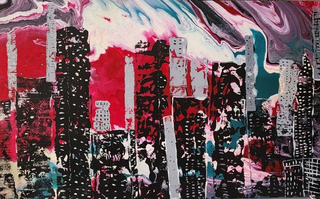 Painting of a polluted city