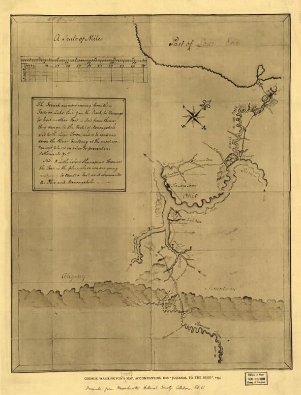 George Washington's Hand-Drawn Map of the Forks of the Ohio