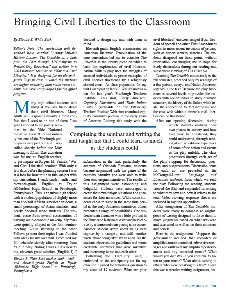 on common ground issue $article->Volume