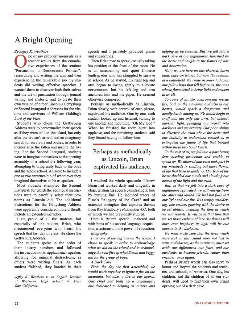 on common ground issue $article->Volume