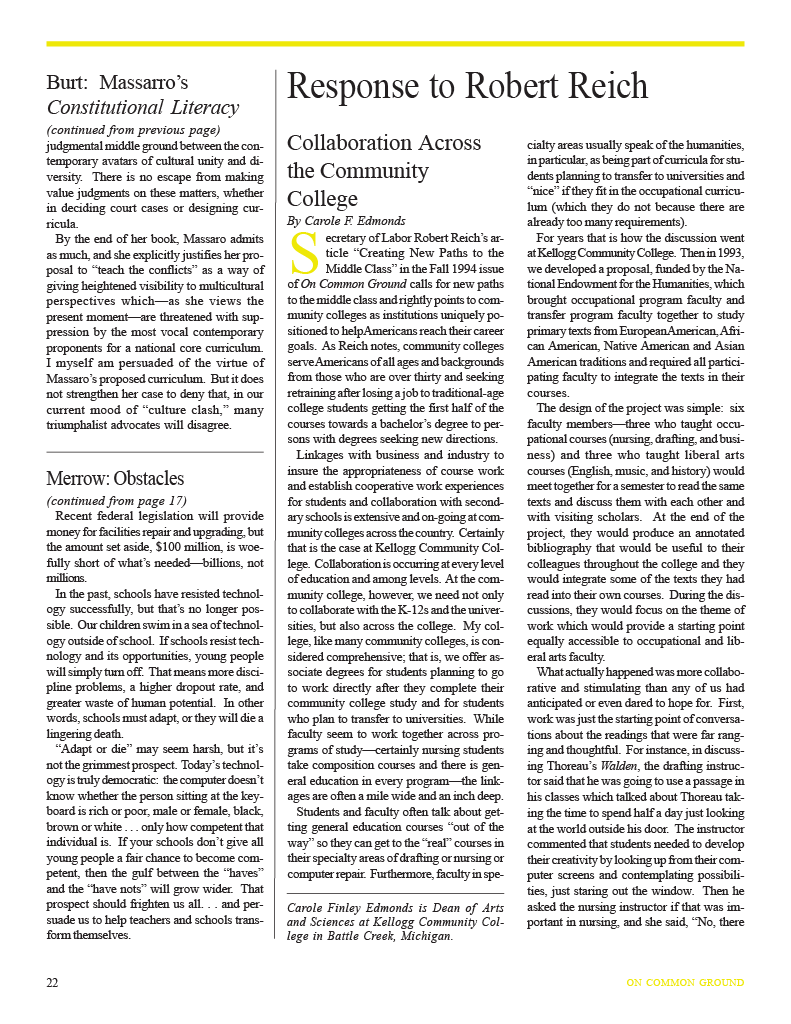 on common ground issue $article->Volume