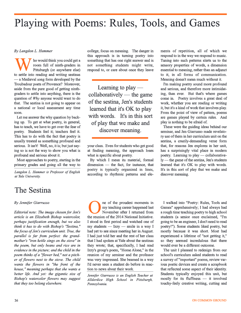 on common ground issue $article->Volume