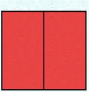red square in 2 halves