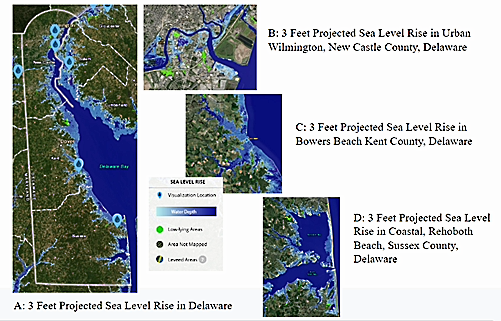 feet projected sea level rise in delaware