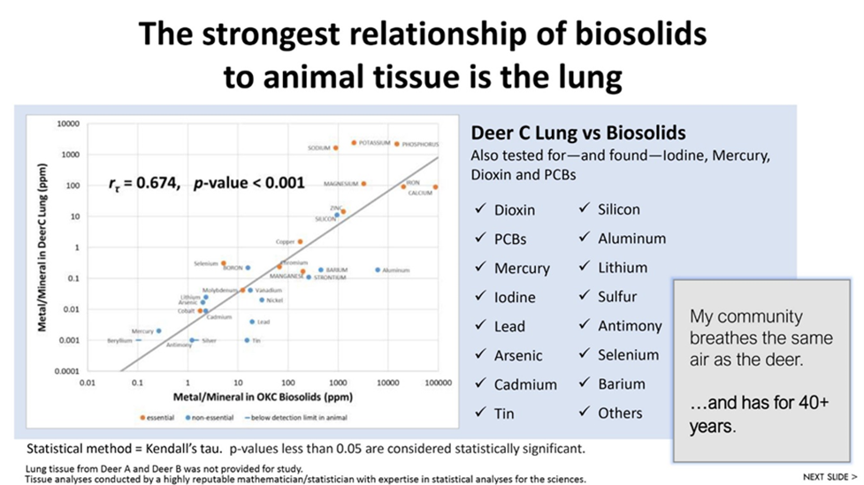 relationship of biosolids to animal lung tissue